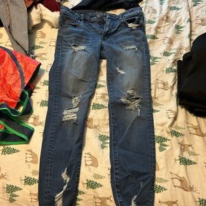 American Eagle Outfitters Blue Skinny Jeans Distressed Style